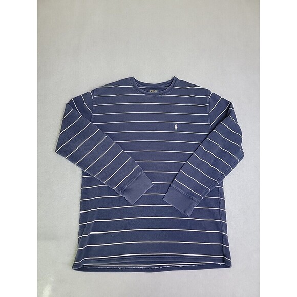 Polo Ralph Lauren Other - Ralph Lauren Thermal Shirt Mens 2XL Blue Stripe Cotton Preppy Stretch Dad Logo